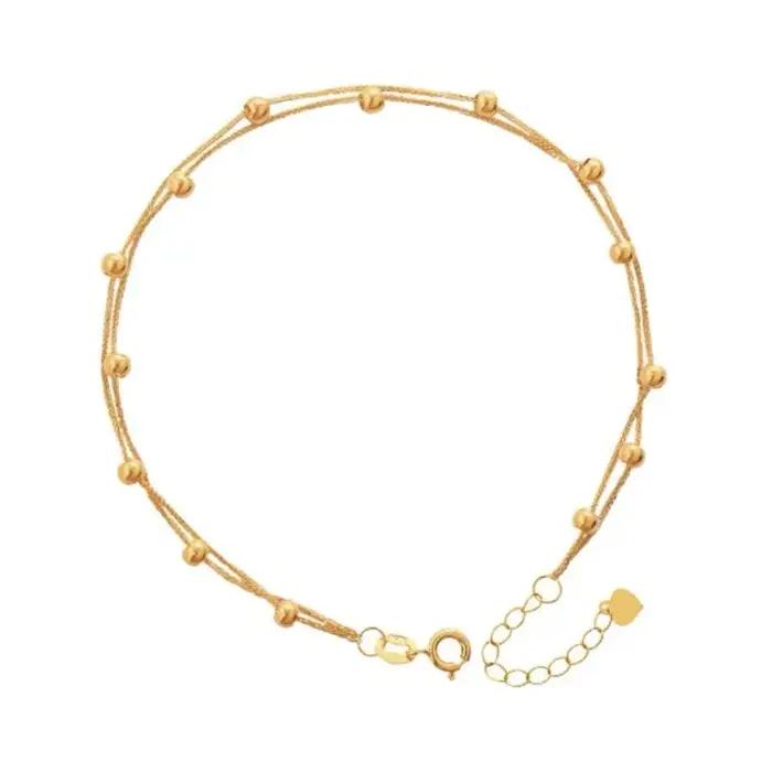 Bracelet en or 18 carats Ciel étoilé Bracelet en or Au750 Chaîne simple Porte-bonheur Petites perles d'or pour femme Bijoux de fête de mariage Cadeaux