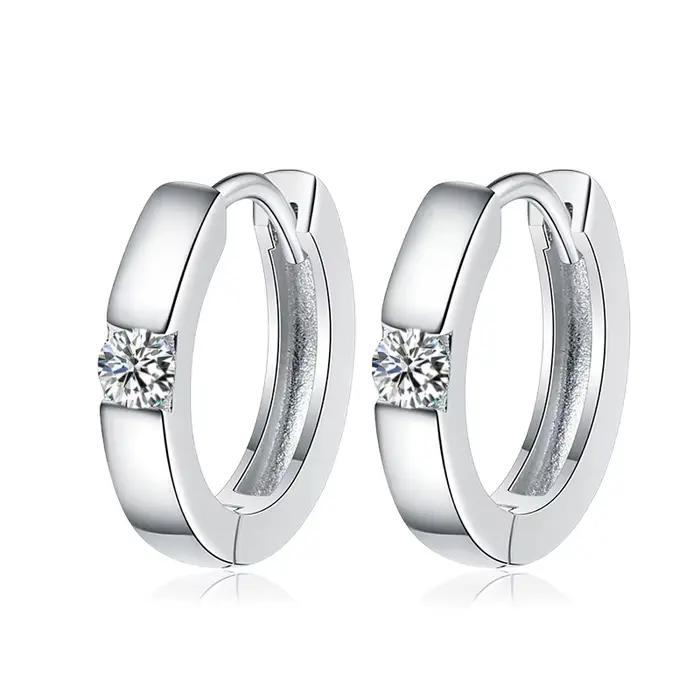 Tezzc D couleur Moissanite boucle d'oreille S925 argent Sterling plaqué or blanc boucle d'oreille po