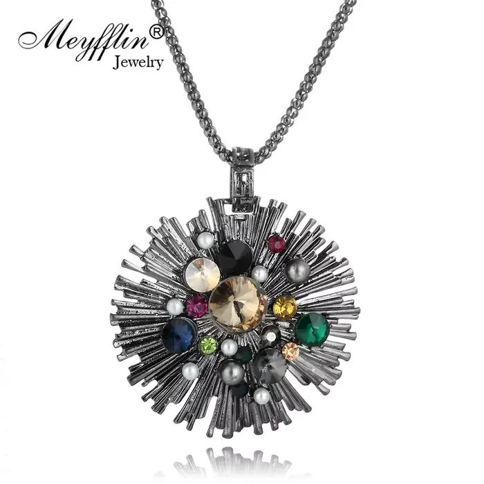 Collier et pendentif Vintage en cristal de strass pour femmes, chaîne de pull longue, bijoux à la mo