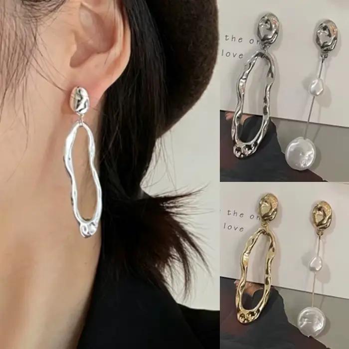 Boucles d'Oreilles Asymétriques Elégantes avec Perles Imitation pour Femmes Occasions Spéciales Soirées Chic Cadeaux Fête