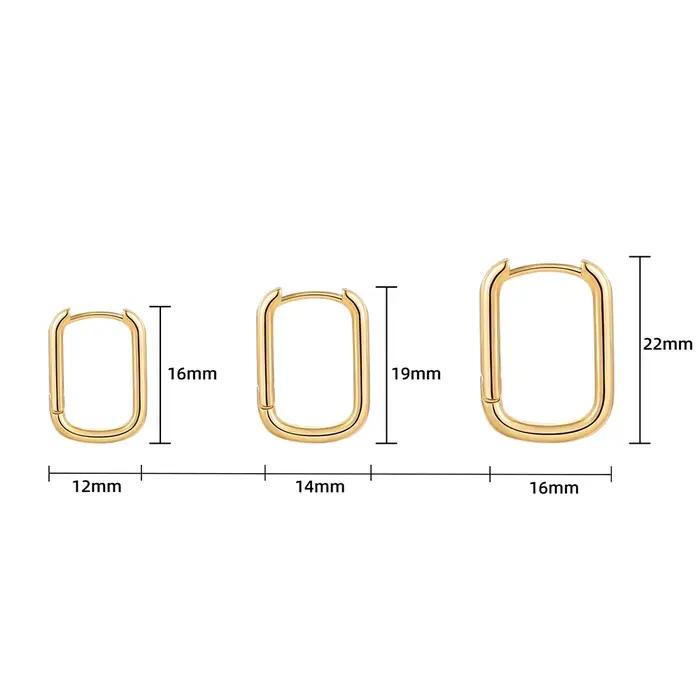 Boucles d'oreilles créoles carrées géométriques en métal couleur or pour femme