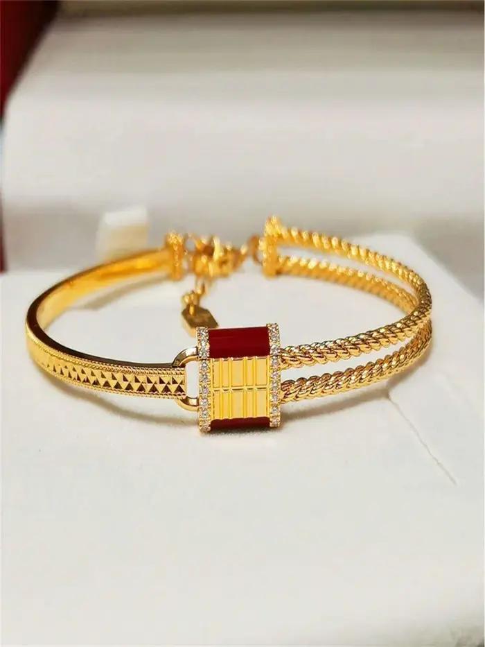 Bracelet deux-en-un en or pur 24 carats AU999 pour femmes