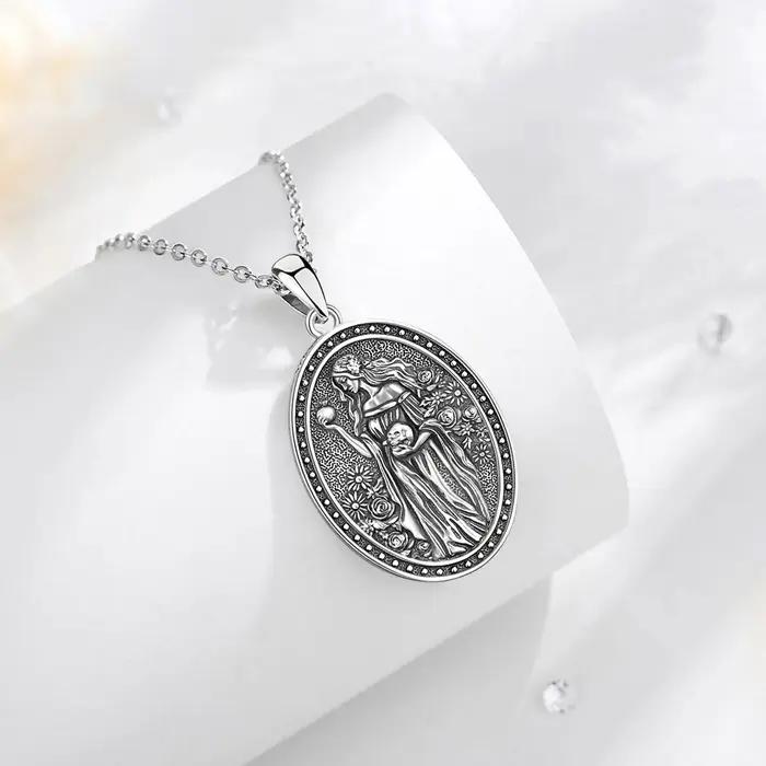 Eudora 925 argent Sterling déesse sombre Persephone collier grenade crâne pendentif mythologie grecque Wicca bijoux femmes cadeau