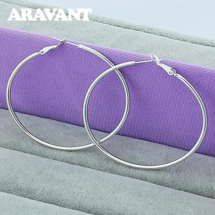 Aravant-Boucles d'oreilles créoles en argent 925 pour femme