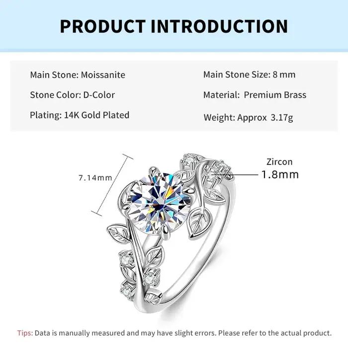 Bague de fiançailles Rrjzz en moissonite et zirconium pour femmes occasions spéciales engagement mariage anniversaire fête des mères