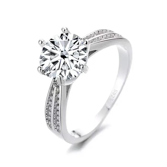 1ct rond plaqué or blanc 18K 100% 925 argent Moissanite bague diamant Test réussi bijoux femme fille cadeau