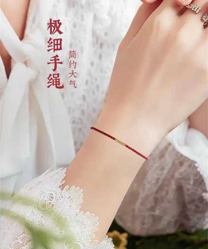 Bracelet en corde rouge ethnie avec pendentif en perles rouges DIY, bracelet d'amitié pour femme, cadeau original pour mère, épouse, fille, amie pour occasions spéciales