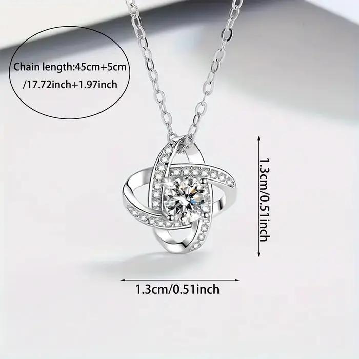 Collier élégant avec nœud d'amour zircone cubique pour femmes classique cadeau romantique anniversaire