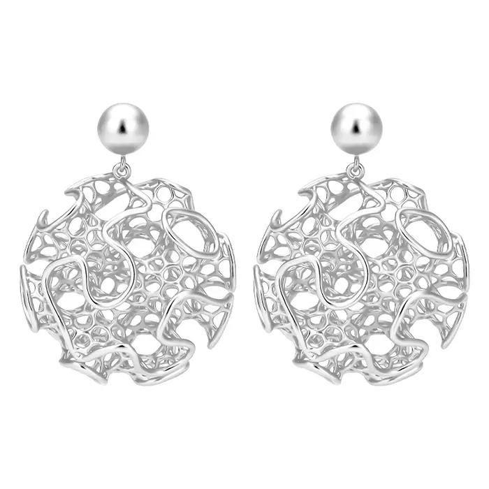 Boucles d'oreilles rondes plaquées or 18 carats pour femmes