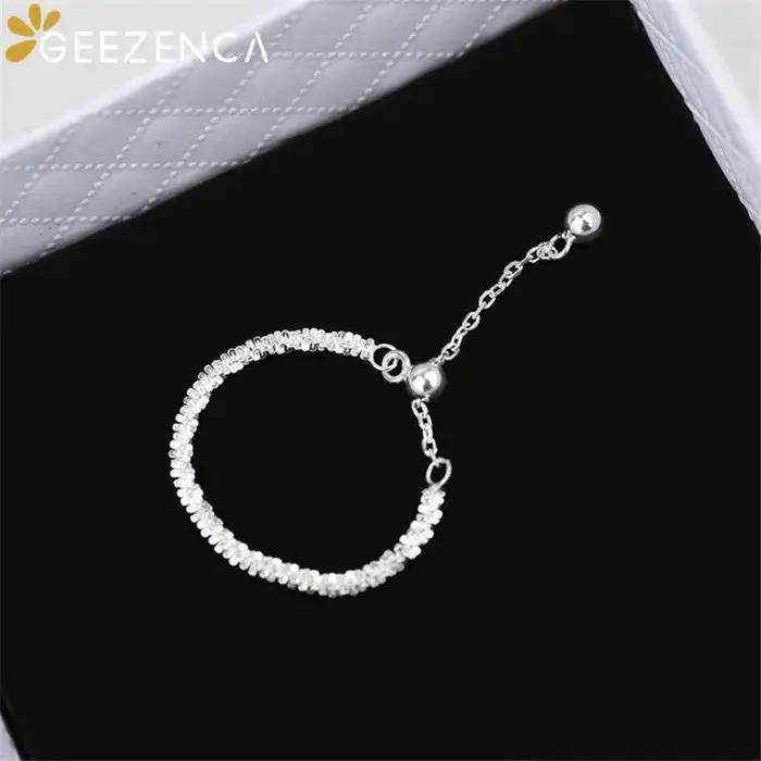 GEEZENCA – bague en argent brillant S925 pour filles et femmes, anneau ajustable, minimaliste, scintillant, bijoux italiens, nouvelle tendance, cadeau tendance, 2021