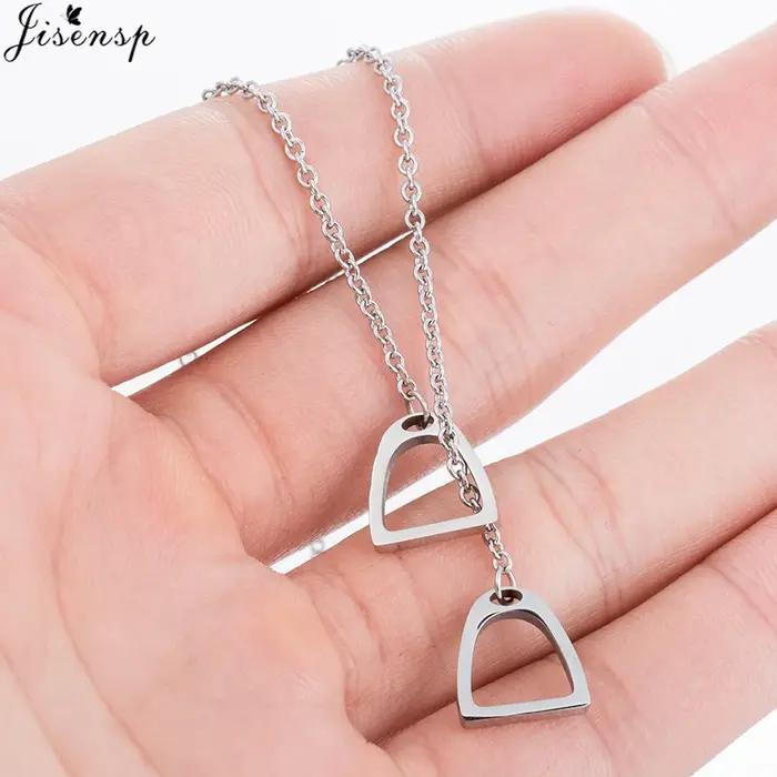 Collier long en acier inoxydable avec pendentif fer à cheval porte-bonheur pour femmes et hommes