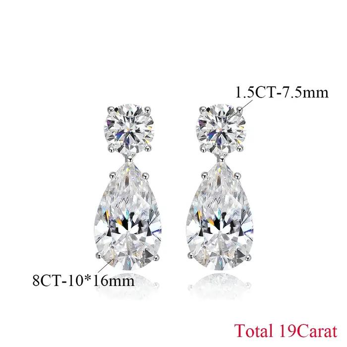 COSYA – ensemble collier/boucles d'oreilles en moissanite en forme de goutte d'eau pour femmes, 100% argent S925, diamant taillé en forme de poire, bijoux fins pour mariage, cadeau