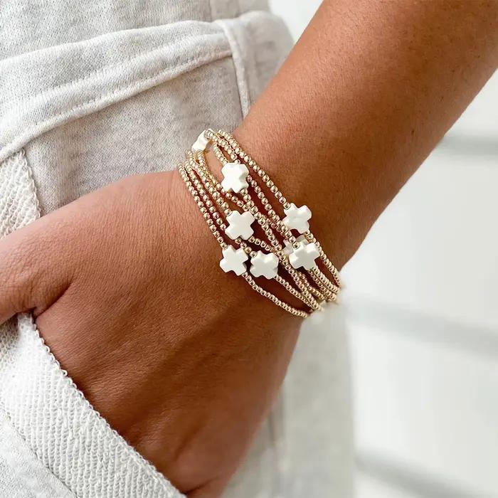 Bracelet croix plaqué or 18 carats pour femme