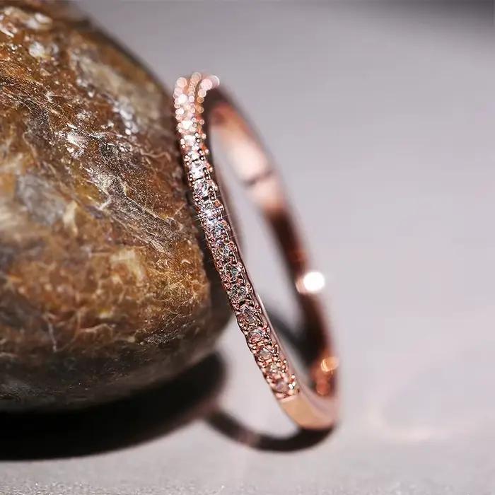 Bagues de fiançailles en cristal en argent regardé 925 pour femmes et filles