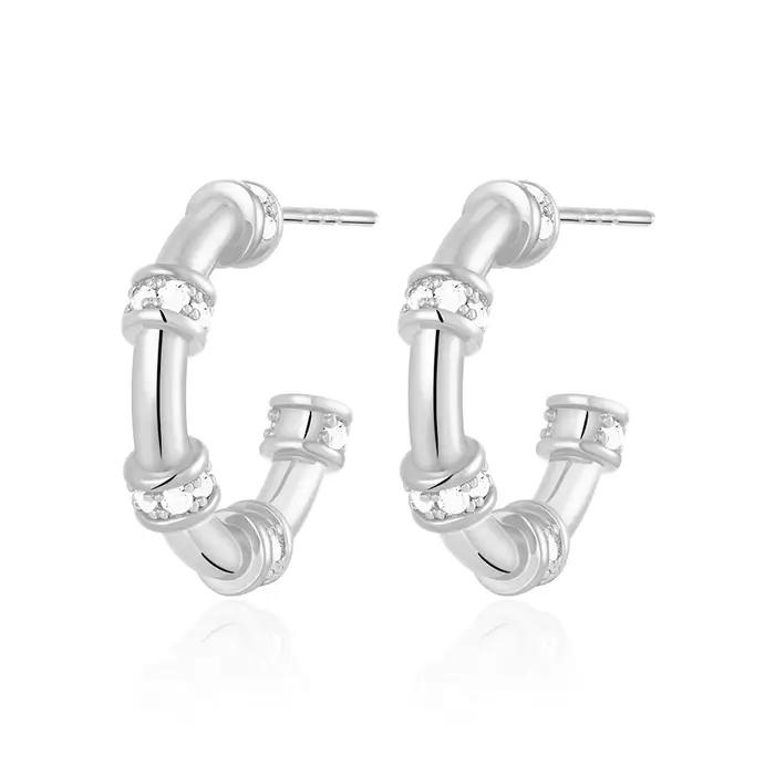 Boucles d'oreilles créoles en bambou plaqué or 18 carats pour femmes