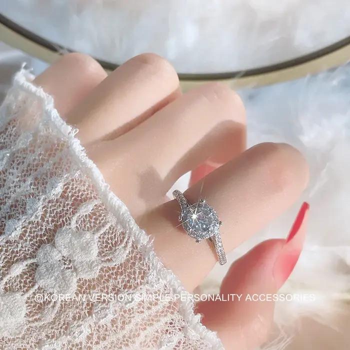 Bague en argent sterling 925 réglable pour femme avec pierres de zirconium pour occasions spéciales mariage soirée gala