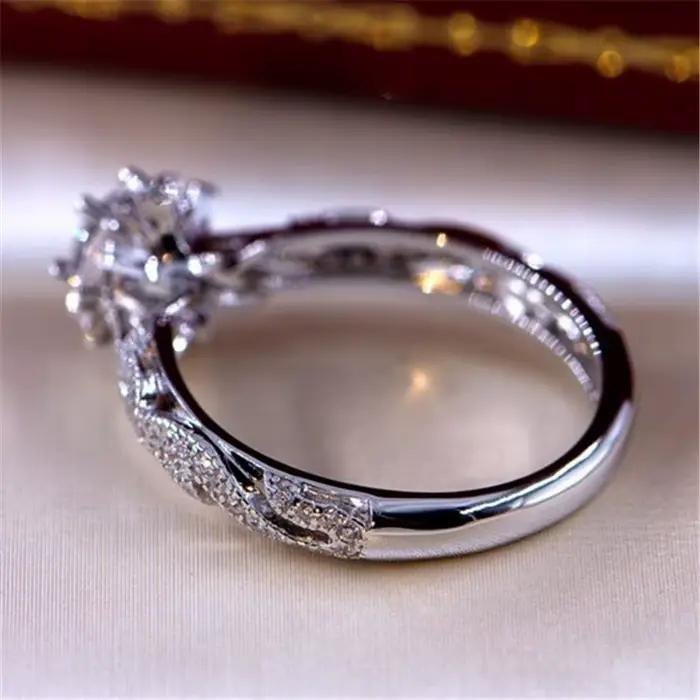 Bague fleur en argent Sterling 925 pour femmes, breloque brillante AAA CZ, bague de mariage, bijoux cadeau