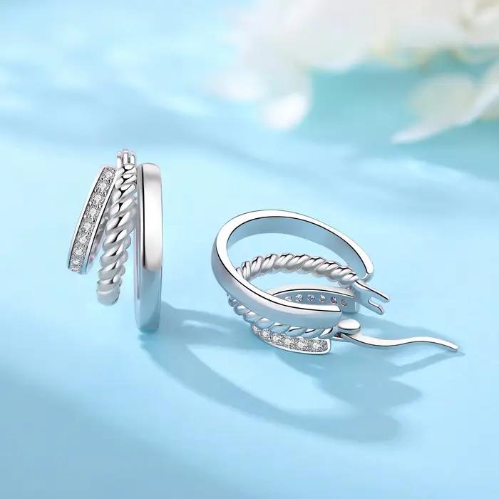 Boucles d'oreilles à pampilles de lune et de soleil en forme d'étoile en argent sterling 925