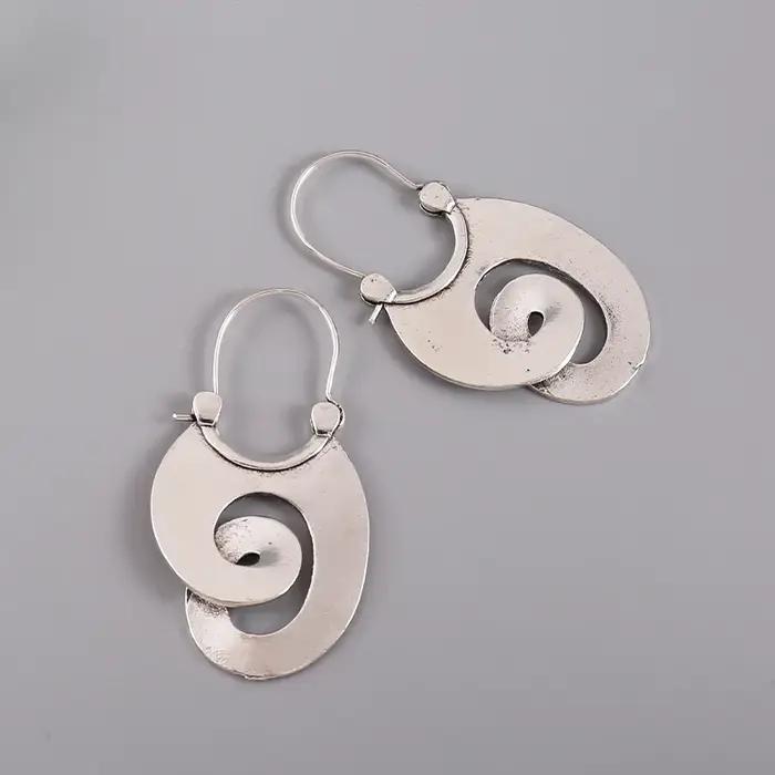 Boucles d'oreilles créoles en métal pour femmes, boucles gitane, bijoux Tribal couleur argent, spira