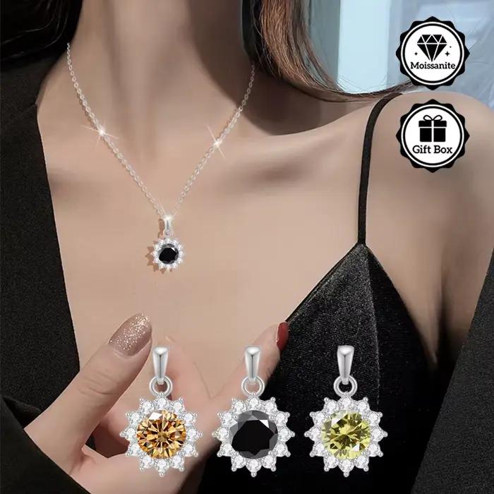 Bijoux pour femmes, bijoux de haute qualité, collier hypoallergénique, collier moissanite 2 carats pour femmes, cadeau de noël pour