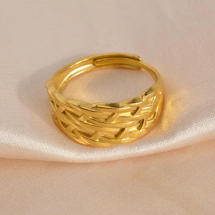 Bagues en acier inoxydable plaqué or 18 carats pour femmes et hommes
