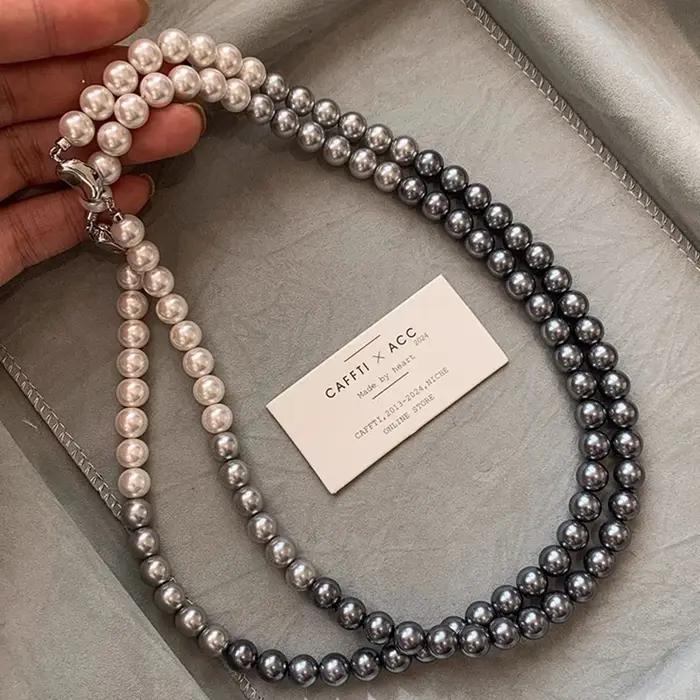 Collier de perles dégradées noires de Tahiti pour femmes et filles