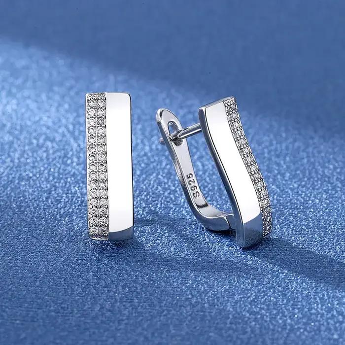 Boucles d'oreilles en argent Sterling 925 et zircone