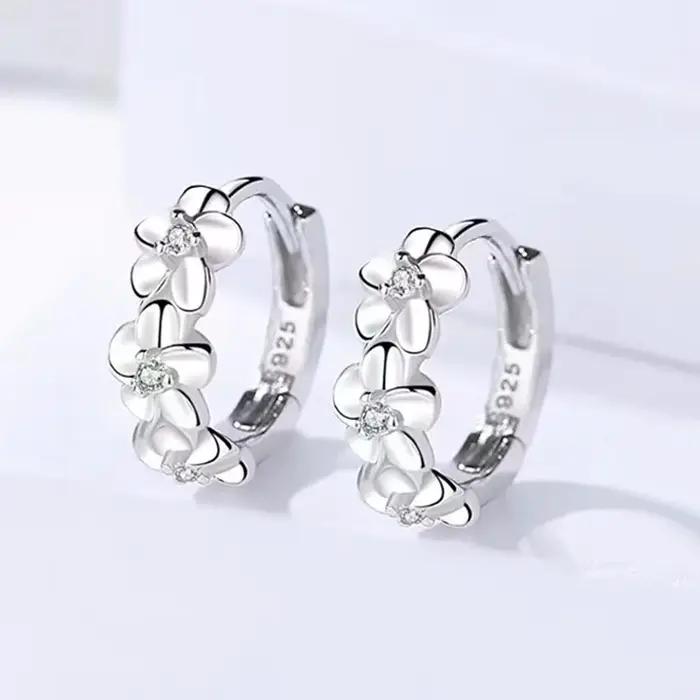 Boucles d'oreilles rondes en argent Sterling 925 pour femmes