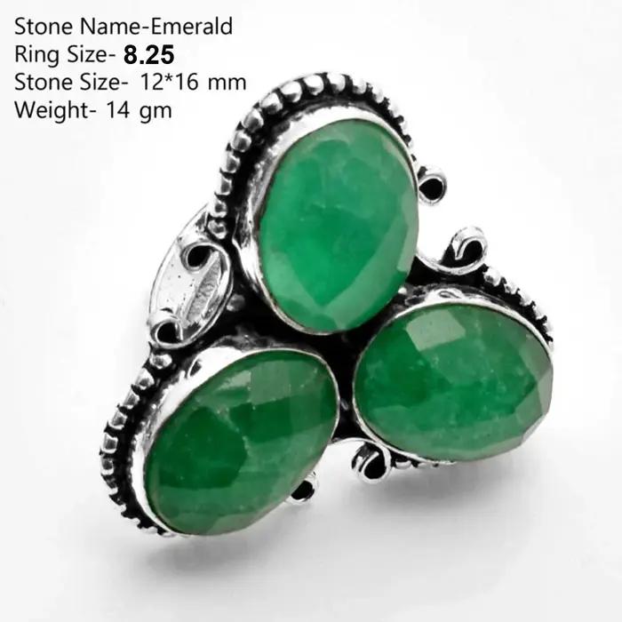 Bague en émeraudes véritables, bijoux pour femmes, cadeau