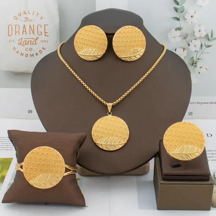 Ensemble de Bijoux en Or Plaqué pour Femme Occasions Spéciales Collier Boucles d'Oreilles Bague Bracelet Tendance Créative Soirée Gala Mariage Cadeau