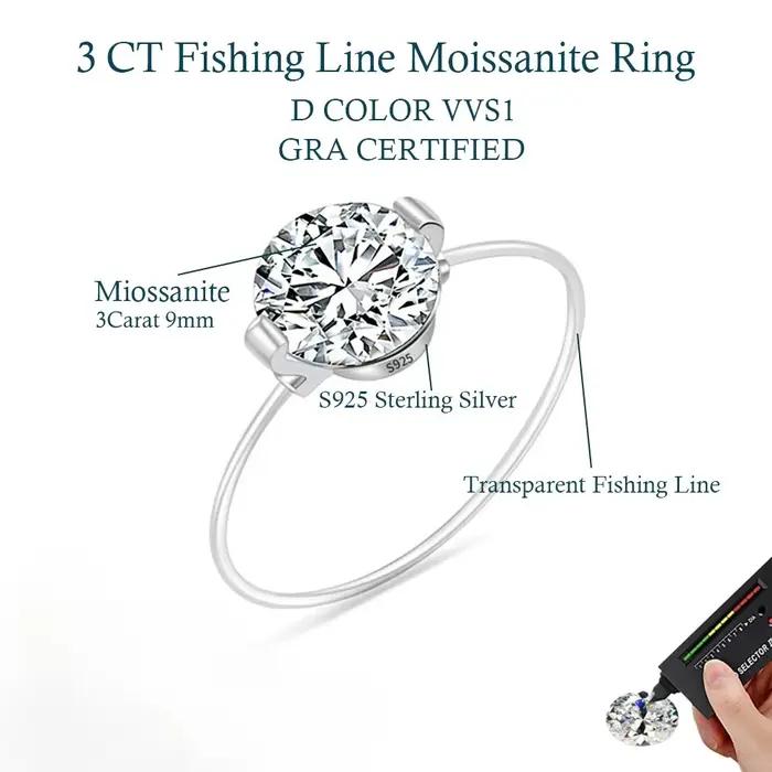 Bague Moissonite 925 sterling argent D color VVS1 pour mariage occasions spéciales alliance de fiançailles élégante et durable