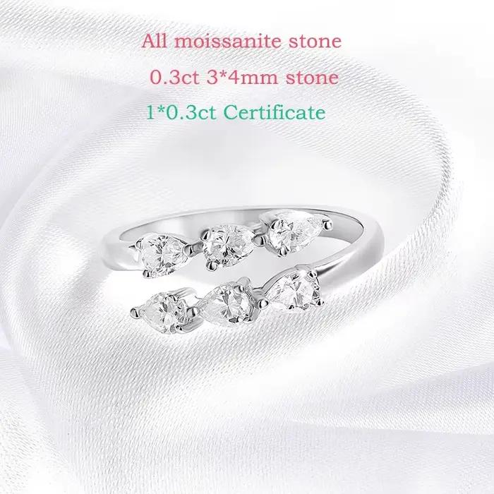 Smyoue – bague Moissanite certifiée goutte d'eau pour femmes