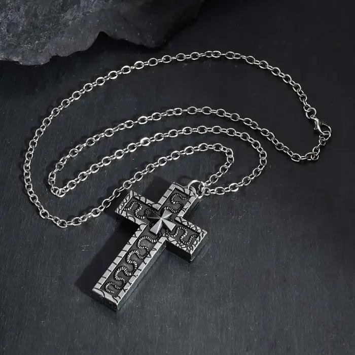 Collier pendentif croix ouvrable avec compartiment Secret Vintage
