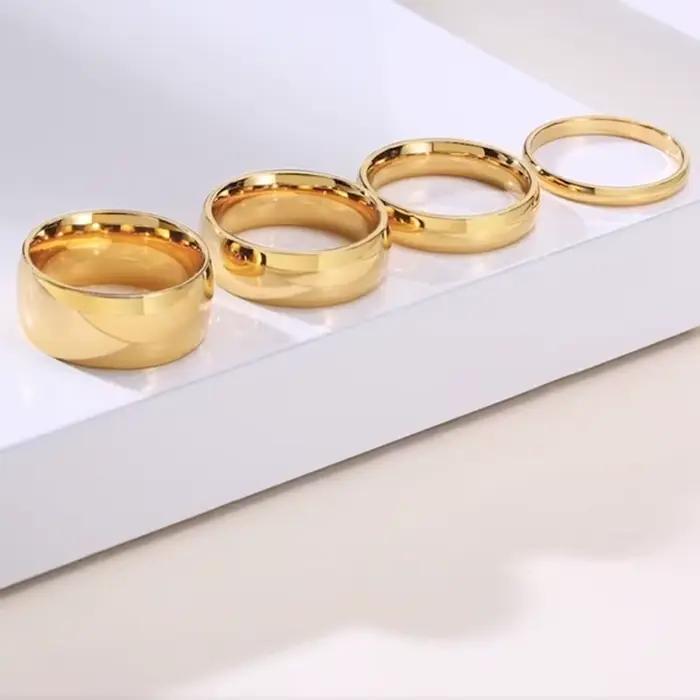 Bague de mariage classique en acier inoxydable pour femme, bijoux de fiançailles, document en or lisse, 2mm, 4mm, 6mm, 8mm