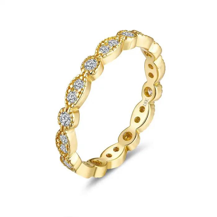Lumira élégant véritable 18K bague en or ensemble avec Moissanite luxe pour les femmes mode fête de mariage charme bijoux bande