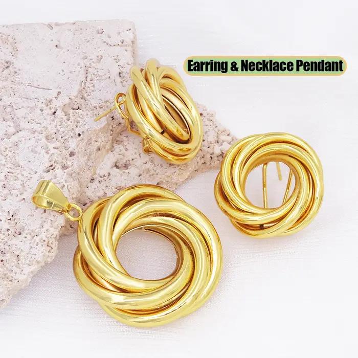 Ensemble de bijoux plaqués or et rhodium pour femmes, colliers et boucles d'oreilles modernes pour soirées et occasions spéciales