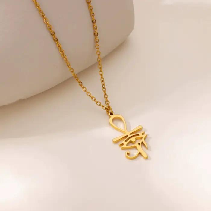 Collier Ankh Cross Eye of Horus en acier inoxydable bijou unisexe symbole de sagesse et de protection pour femmes et hommes occasions spéciales