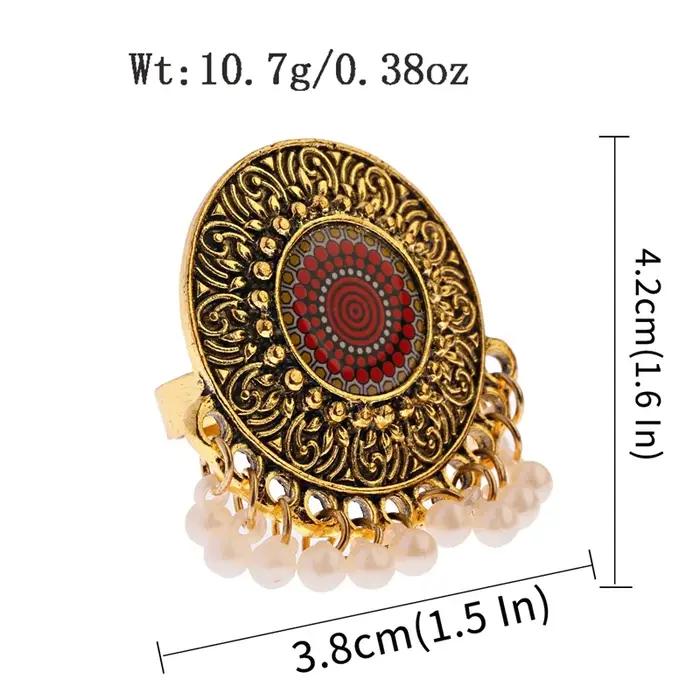 Bague rétro vintage en or avec grande fleur pour femme