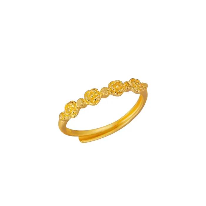 Bague romantique rétro en forme de Rose pour femmes