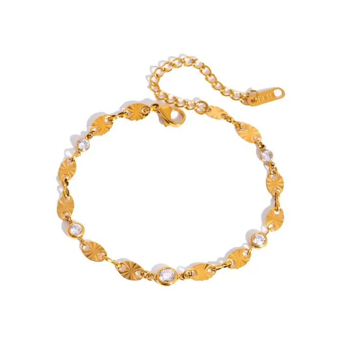 Bracelet chaîne et maillons en acier inoxydable finition or pour femme bijou de mode