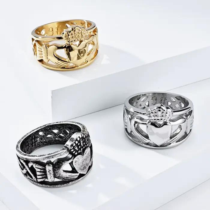 Bague de mariage Irish Claddagh en acier inoxydable