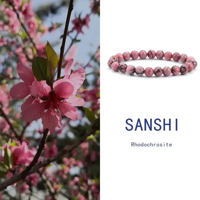 Bracelets en perles de rhodonite pour hommes et femmes