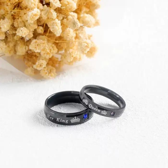 Bagues de couple romantiques en zircone cubique pour mariage, fiançailles et anniversaires, bijoux élégants pour hommes et femmes