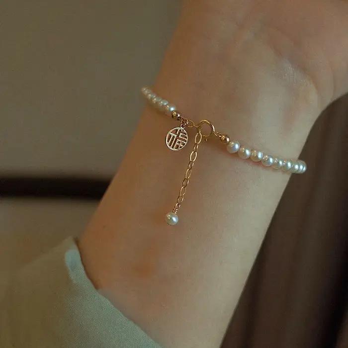 Bracelet à pendentif en perles d'imitation tendance pour femmes, bijoux de haute qualité, réglable, cadeau