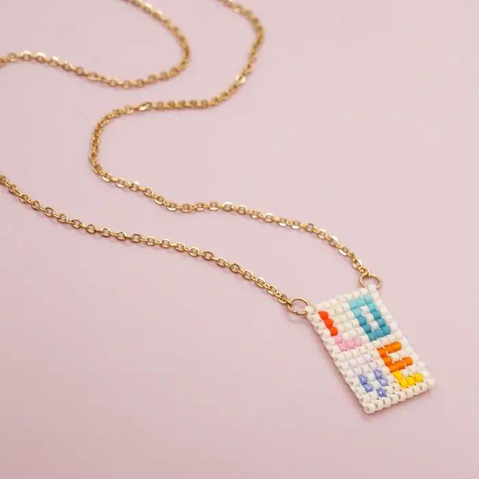 Collier de perles Design d'amour tricot à la main réglable originalité géométrie pendentif bohême marée Simple