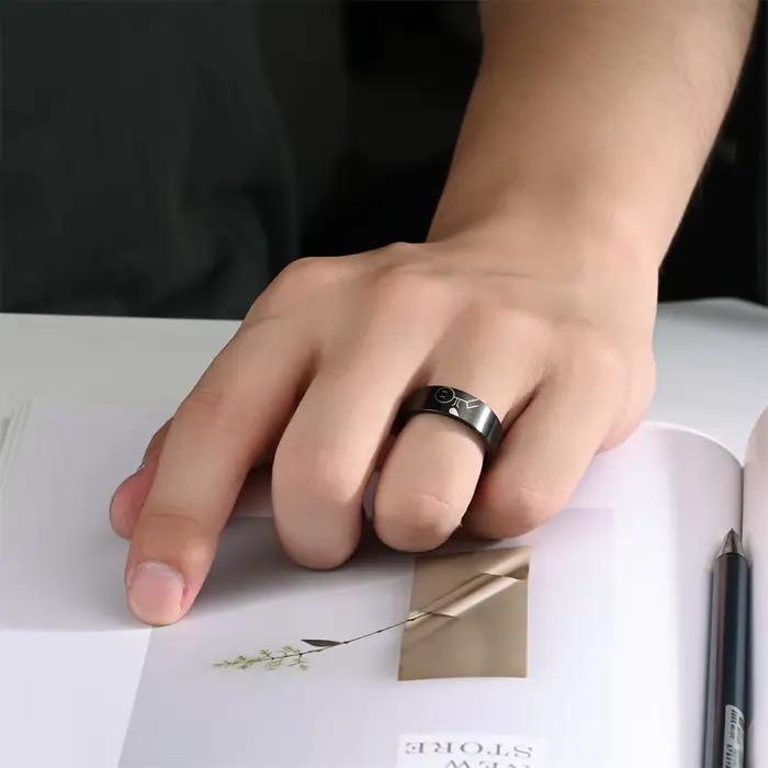 Dessin animé Anime Image amour Couple anneau mode titane acier Couple anneaux avec lettres je t'aime à l'intérieur bijoux cadeaux pour l'amour