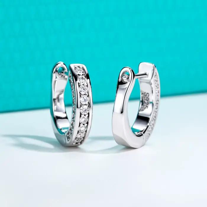 AnuJewel-Boucles d'oreilles créoles d'oreille Moissanite pour femme