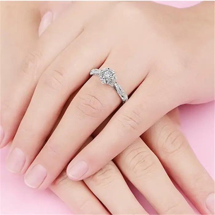 Bague fleur en argent Sterling 925 pour femmes, breloque brillante AAA CZ, bague de mariage, bijoux cadeau
