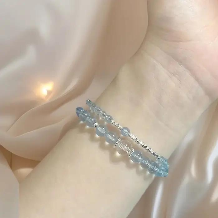 Bracelet aigue-marine en cristal d'argent cassé
