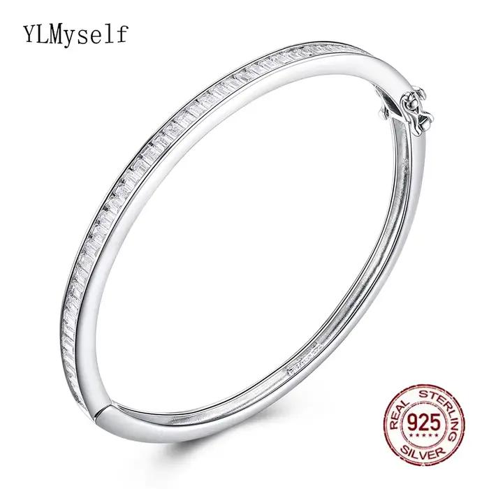 YLMyself Bracelet Bracelet 5*5.6 CM 925 argent 4MM carré cubique Zircon luxe bijoux fins